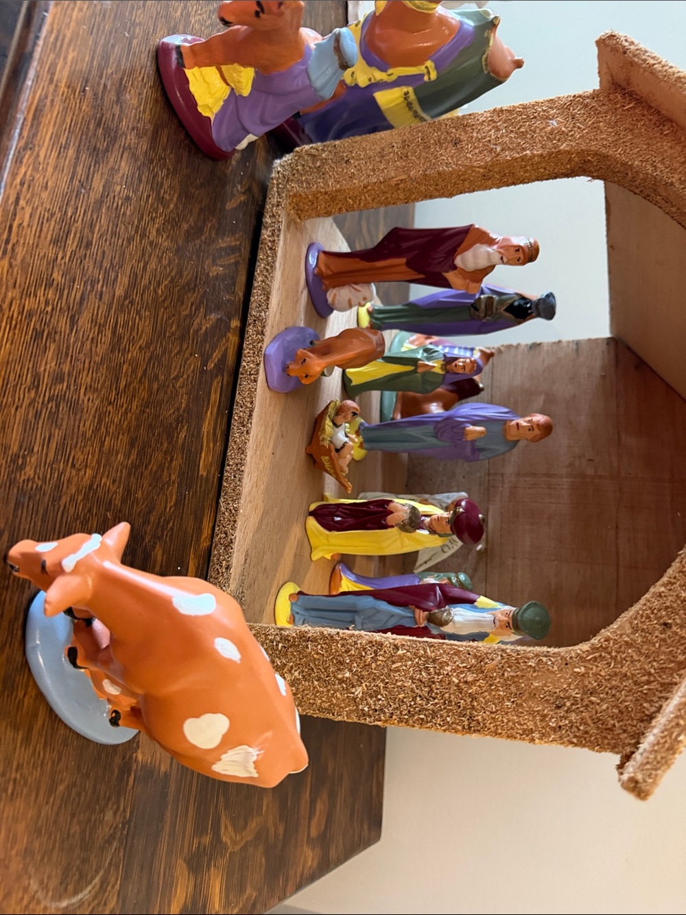 Hand-Painted Ceramic Nativity Set with Rustic Stable - Multi-Color - Picture 5 of 16